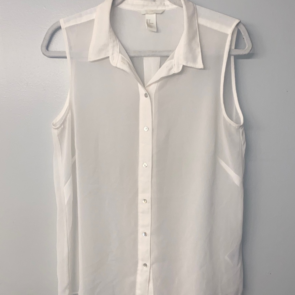H&M Sheer Sleeveless Ivory Blouse Size 8